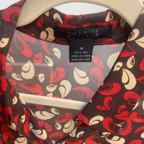 The Limited Paisley Silk Blouse, M, Sheer, Great Condition, Brown, Red & Beige - Picture 3 of 6